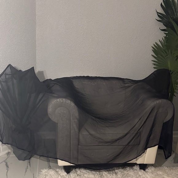 💯 Silk Huge Satin Border Navy Blue Sheer Chiffon Scarf, Brand New With Tags - Picture 8 of 13